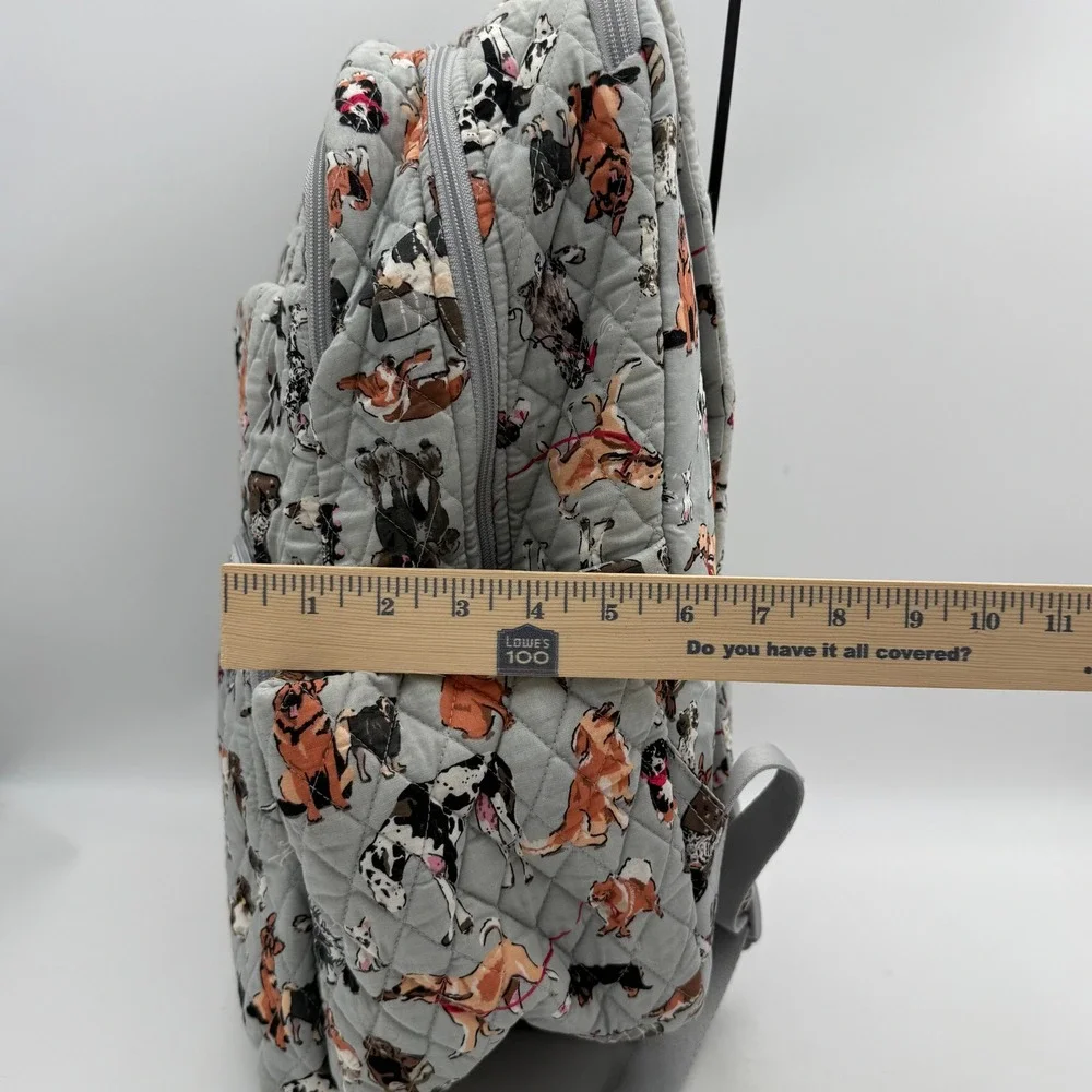 Vera Bradley Best in Show Dog Print Quilted Cotton Backpack Gray Multi Pocket